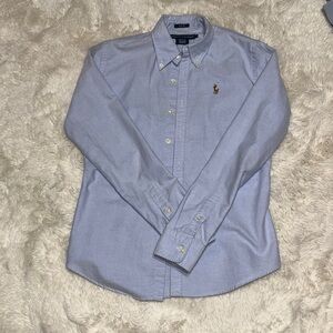 Women’s Light Blue Button-Down RL Polo Shirt